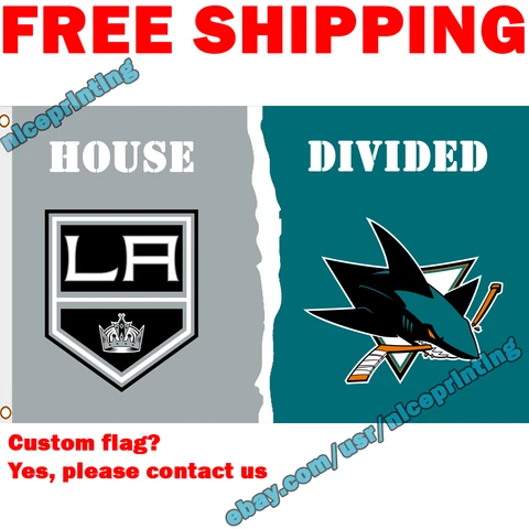 Los Angeles Kings vs. San Jose Sharks House Divided Flag Banner 3x5 ft 2022 NHL Cover