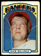 1972 Topps #148 Dick Billings Poor (Crease) Texas Rangers