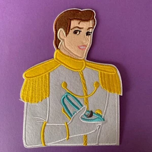 DISNEY LARGE PRINCE CHARMING CINDERELLA EMBROIDERED APPLIQUÉ PATCH SEW IRON ON - Picture 1 of 1