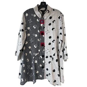 Ali Miles Jacket Womens M Shirt Tunic Blouse Artsy Top Geometric Lagenlook - Picture 1 of 11