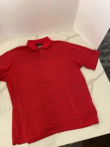 MENS NIKE GOLF DRI FIT Red STRIPE POLO SHIRT SIZE L - Picture 1 of 6