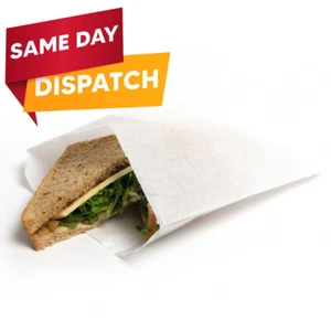 White Strung Kraft Paper Bags for Takeaway Food Sandwich & Grocery - Picture 1 of 5