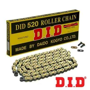 DID Gold & Black Motorcycle Chain 520 120 Link with Split Link Motocross Bike - Picture 1 of 2