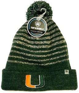 NEW w/ TAGS UNIVERSITY OF MIAMI HURRICANES HAT Premium UM Go Canes Beanie