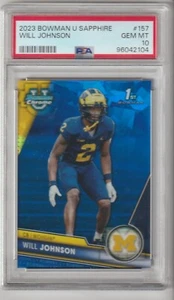 2023 Bowman Chrome University Sapphire Will Johnson #157 PSA 10 - Bild 1 von 2