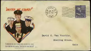 1947 WW2 Patriotic Sherman #8956 Minkus Cachet "United We Stand!" - Picture 1 of 1