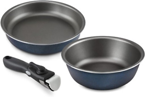SHINEURI 3 Pieces Removable Handle Cookware, Stackable Pots And Pans Set, Pot &