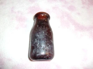 vtg Peoria ILL Milk Bottle Half Pint Brown Glass - Picture 1 of 5