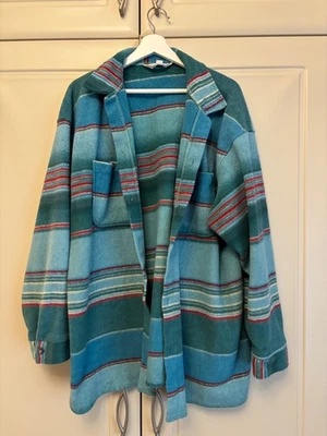 Striped mens fleece button up jacket - L - Image 1 of 4