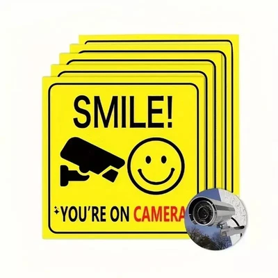 2 x Smile You're on Camera - CCTV Stickers Security Stickers Home Business