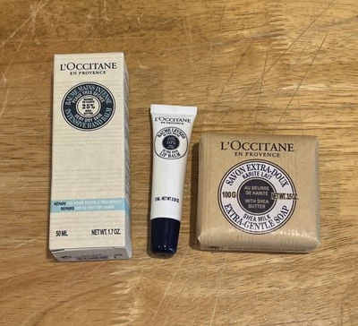 L'Occitane En Provence Shea Milk Extra Gentle Soap Shea Butter Hand Balm Lip Set - Image 1 of 4