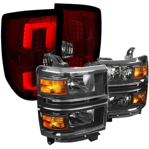 For Chevy Silverado 1500 Pickup Black Headlights+Red/Smoke LED Rear Tail Lamps P - Foto 1 di 8