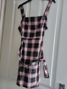 Pink Check Pinafore Dress, Size 14, H&M - Picture 1 of 5