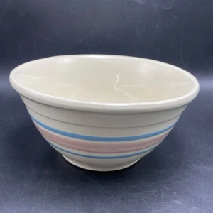 McCoy Pottery 7.5” Pink Blue Stripe Oven Ware Mixing Bowl Vtg 1968-1974 - Picture 1 of 8