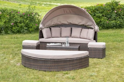 MX XXL Relaxinsel Riva Liegemuschel Sonneninsel Gartenlounge Rattaninsel Liege - Bild 1 von 4