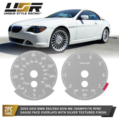 Premium Silver Gauge Face Overlay For 2004-2010 BMW 6-Series E63/E64 Non-M6 Foto 1 de 4