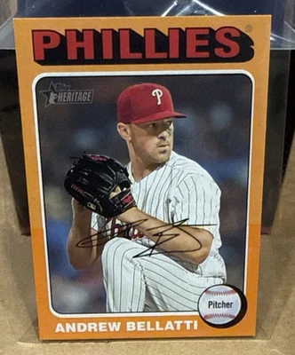 2024 Topps Heritage Mini Andrew Bellatti Orange /5 Philadelphia Phillies - Image 1 of 2