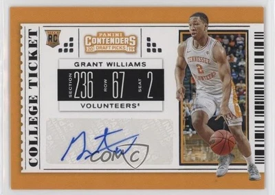 2019 Contenders Draft Picks RPS College Ticket Grant Williams #75 Rookie Auto RC - Image 1 of 2