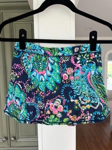 Lilly Pulitzer Luxletic Girls Skort XL (12–14) Blue Multicolor Floral Athletic - Picture 1 of 4