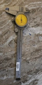 Starrett 120M-150 Dial Caliper, Stainless Steel Yellow Face 0-150mm Range 260196 - Picture 1 of 5