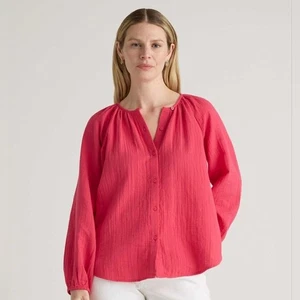 Quince 100% Organic Cotton Blouse Sz Small Loose Fit Gauze Boho Colorful Comfy - Picture 1 of 9