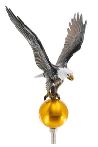 Natural Look Eagle and Gold Ball Flagpole Topper - Universal Fit - Made in USA - Picture 1 of 4