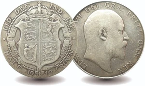 1910 Sterling Silver Edwardian Half Crown Coin Last Edward VII Half Crown - Picture 1 of 2