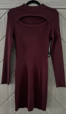 Vestido Suéter Derek Corazón Granate Rojo Manga Larga Corte Pecho Talla XL Foto 1 de 4