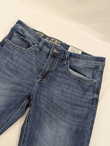 TK Axel Jeans 36x32 (34x32 Tag) Slim Boot Cut Mid Wash Stretch Western Faux Flap - Picture 1 of 11