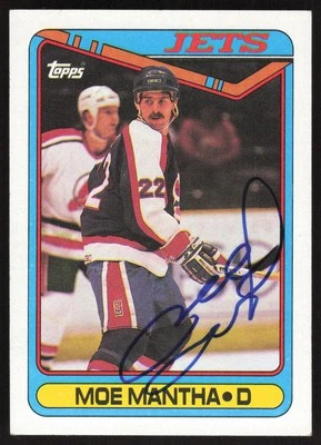 Moe Mantha Autographed 1990-91 Topps Card #354 Winnipeg Jets - Image 1 of 2