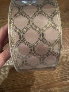 Members Mark Premium Wired Ribbon  2.5 Inch 50 Yards Gold Glitter Black - Picture 1 of 4