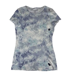 Abercrombie Kids Girls’ Short Sleeve Blue The Dye Ribbed T-Shirt 13/14 NWT - Picture 1 of 5