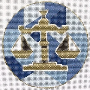 Needlepoint Handpainted Christmas Melissa Prince Scales of Justice 4" - Picture 1 of 4