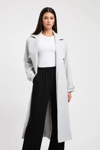 BNWOT - Kookai Soft Grey Trench Coat - Size 12/fr40 - Picture 1 of 13