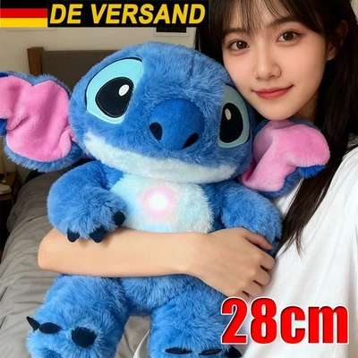 MARKENLOS 28cm Schlummer Stitch Kuscheltier Plüschtier mit Atembewegung und Musik Plüsch