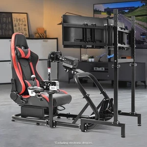 Marada Racing Cockpit With TV Stand & Seat Fit Logitech G29 G920 G923 GPRO T300 - Picture 1 of 127
