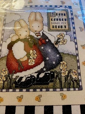 New Sealed Nina Shaffer Cross Stitch Kit Share My Garden Bunny Rabbits Flowers - Image 1 of 4