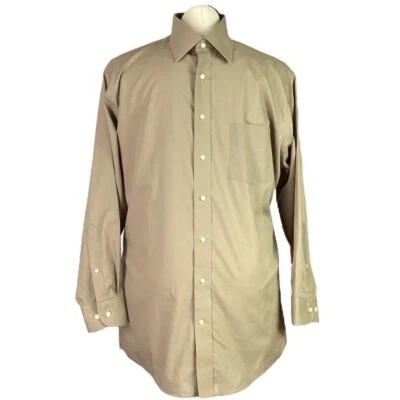 Stafford Shirt Men 16.5 32 33 Beige Essentials Cotton Blend Long Sleeve Pocket - Image 1 of 4