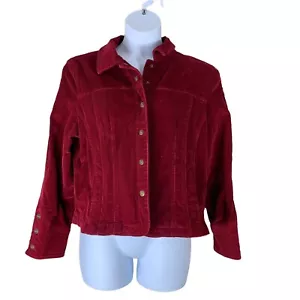 AMI Size XL Corduroy Jacket Snap Button Up Pockets Red Long Sleeved Coat Womens - Imagen 1 de 4