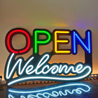 LED Neon OPEN Sign 22X14 Inches Ultra Bright Silicone Neon with Plastic Black Ba