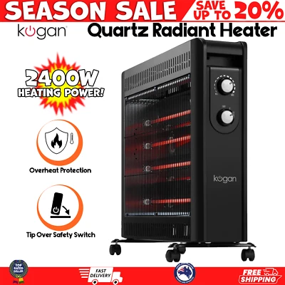 2400W Quartz Heating Free Standing Electric Radiant Indoor Mobile Floor Heater - image 1 of 4