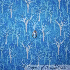 BonEful Fabric FQ Cotton Quilt Blue Scenic Tree Magic Forest Harry Potter Boy US - Picture 1 of 13