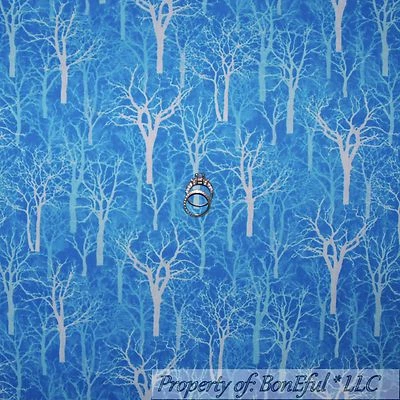 BonEful Fabric FQ Cotton Quilt Blue Scenic Tree Magic Forest Harry Potter Boy US - Image 1 of 4