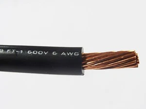 MTW 6 AWG GAUGE BLACK STRANDED COPPER SGT PRIMARY WIRE 500' FT - Picture 1 of 1