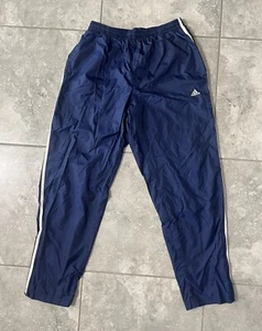 Adidas Vtg 90s Tapered Nylon Lined Windbreaker Pants Pull On Pockets Navy Mens M - Picture 1 of 12