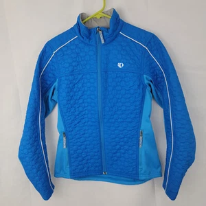 PEARL IZUMI Womens Jacket Cycling BLUE Full Zip PRO Insulator Fleece Quilt Sz M - Picture 1 of 16