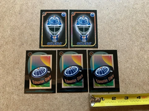 1994 EDMONTON OILERS NHL HELMET & PUCK HOLOCHROME VENDING FOIL STICKER LOT OF 5 Cover