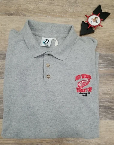 Detroit Red Wings 1998 Stanley Cup Golf Polo Men XL-2XL Shirt Gray Steve Yzerman Cover