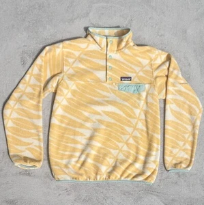 Patagonia Eucalyptus Fronds Vela Peach Synchilla Snap-T Fleece Pullover Medium - Picture 1 of 12