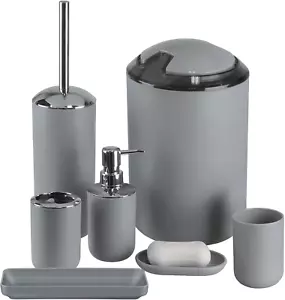 Bathroom Accessories 7 Piece Plastic Bathroom Set with Tray, Soap Dispenser, Too - Picture 1 of 12